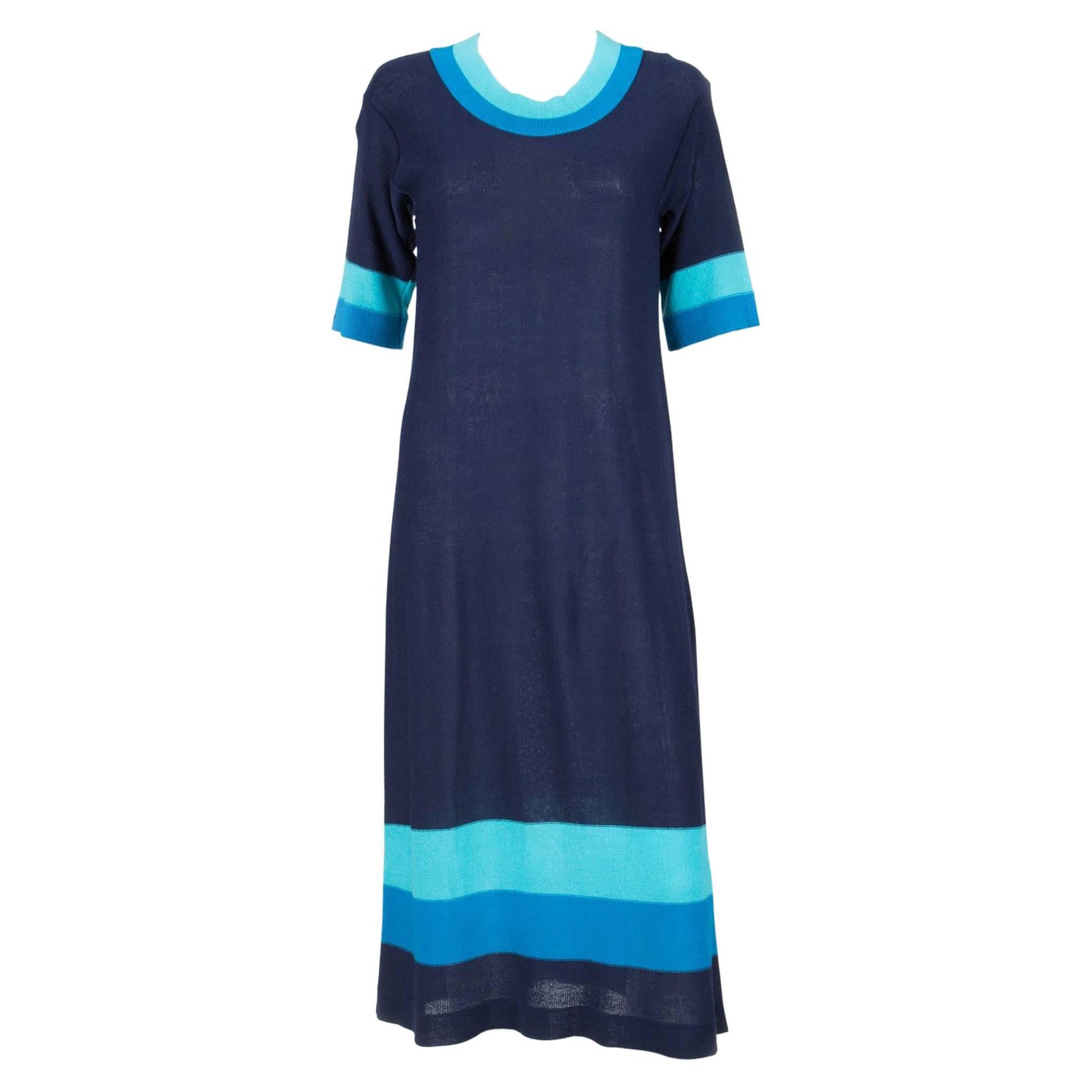 Pierre Cardin Blue Long Dress For Sale at 1stDibs