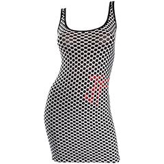 1990s Gianfranco Ferre Black and White Fishnet Beaded Bodycon 90s Vintage Dress 3