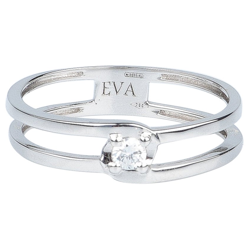 EVA certified Serena 0.10 carat round brillant synthetic diamond white gold ring For Sale