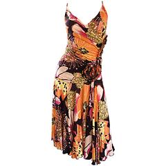 1990s Emanuel Ungaro Vintage Colorful Flower ' Origami ' Silk Jersey 90s Dress 12