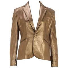 Ralph Lauren Gold Leather One Button Jacket (Size 4) NEW