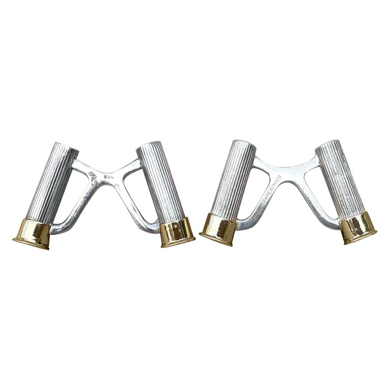 Boutons De Manchettes Métal - Forme Douille Argent Et Or - Neuf Sans Emballage
