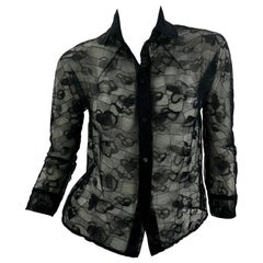 2001 Vintage Fendi Schwarz Spitze Shirt Top Italienisch Größe 38