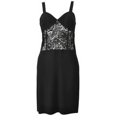 Elegant Sonia Rykiel Lace Panel Midriff Shift Dress