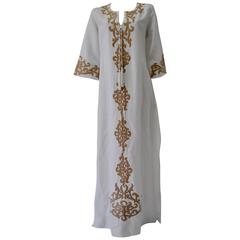 Exclusive Tashia of London Richly Embroidered Maxi Linen Kaftan