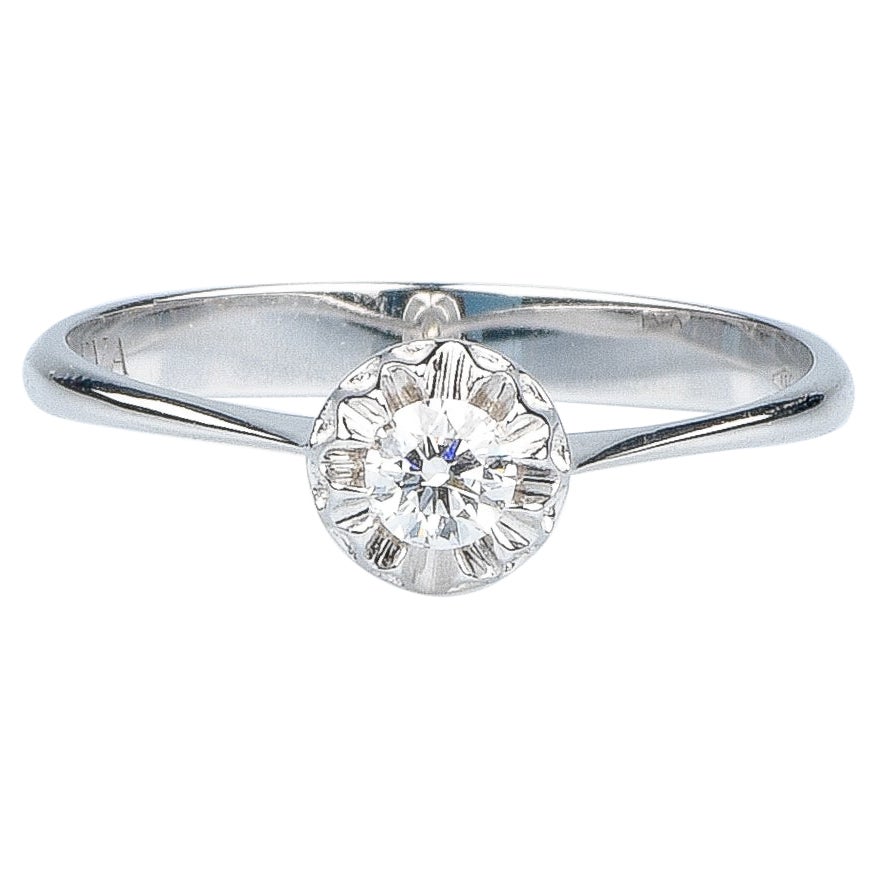 EVA certified Alessia 0.1 carat round brillant synthetic diamond white gold ring For Sale