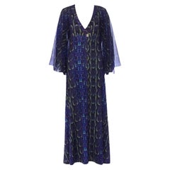 Roberto Cavalli Exotic Python Snake Print Kaftan Style Evening Gown Maxi Dress S