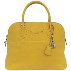 2009 Hermes Bolide 35 Yellow Clemence PHW Excellent Condition at 1stDibs