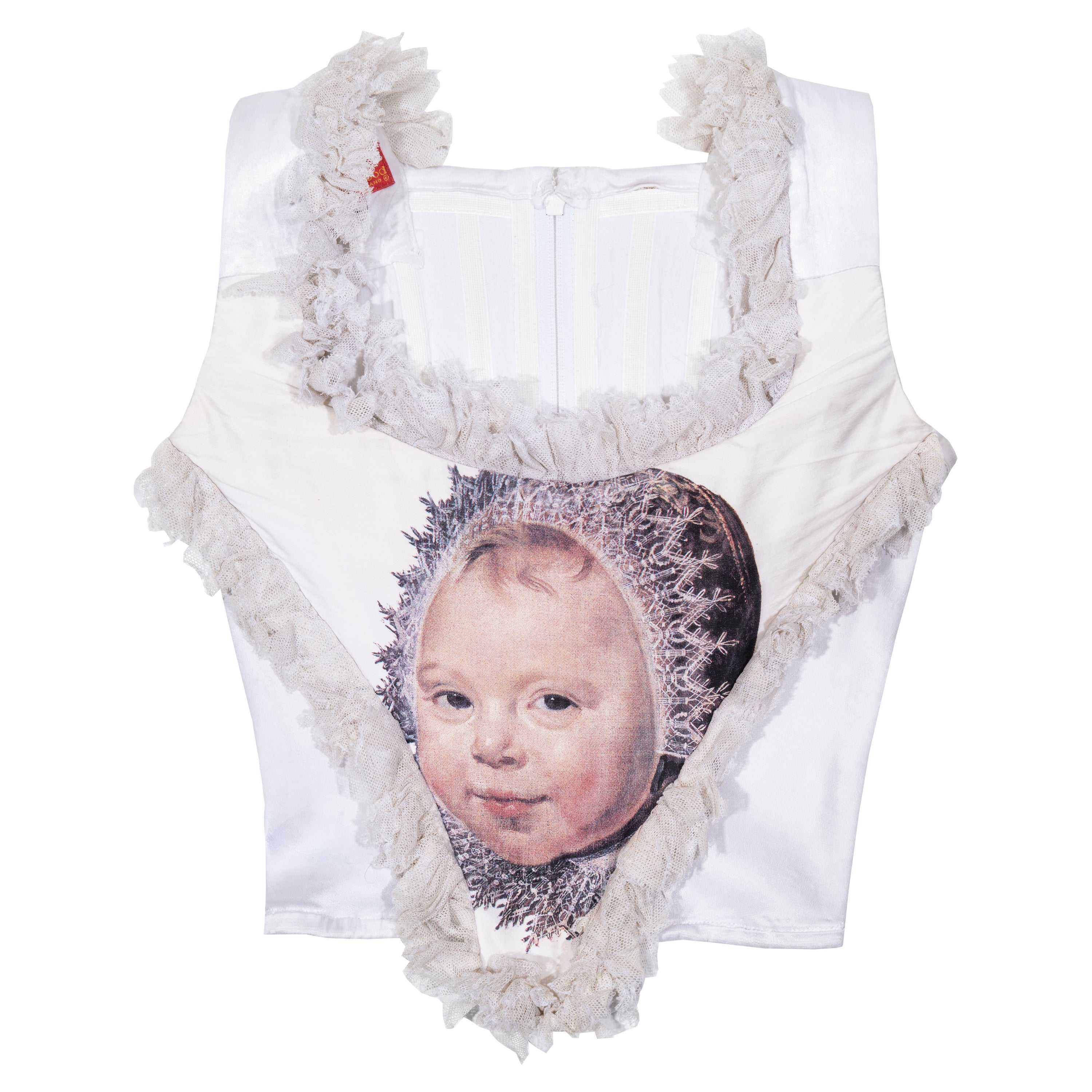 Vivienne Westwood white corset with Frans Hals baby print, fw 1992