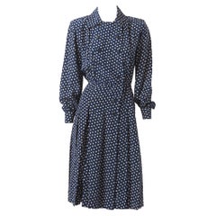 Vintage Yves Saint Laurent  Rive Gauche Silk Polka Dot Day Dress