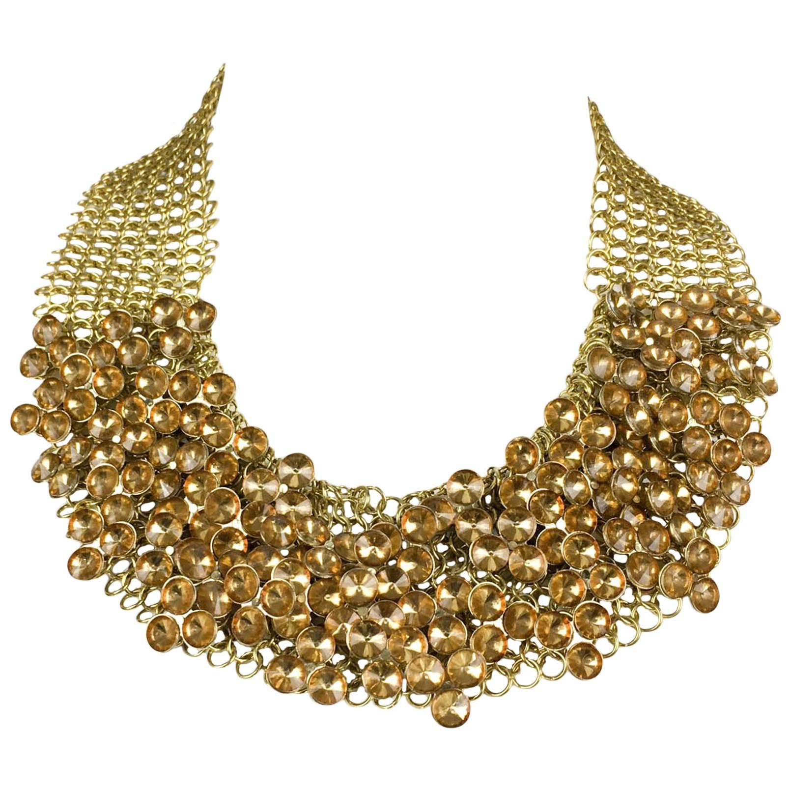 Celine Gold-Tone Beaded Necklace - 1990s