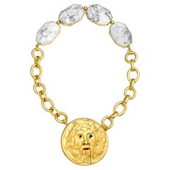 Samantha Siu NY 18k vermeil over silver reversible necklace with howlite stone.