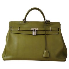 Hermès green travel bag kelly 50  
