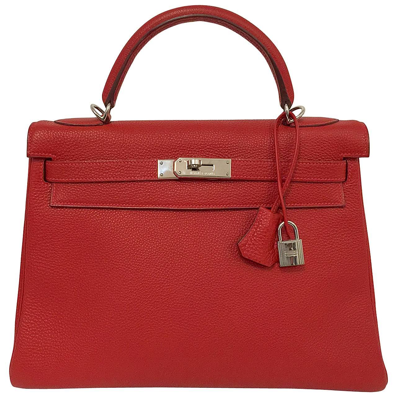 2004 Hermes Kelly 32 Vermillion Togo PHW Excellent Condition