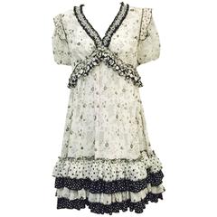 Dolce & Gabbana Black and White Floral and Polka Dot Print Dress 7