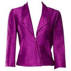 Chanel Purple Cropped Jacket Blazer with CC logo 34