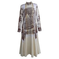 Hermès Long Dress Jungle Love Rainbow Cheetahs Pattern Cashmere Silk Size S/M