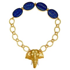 Samantha Siu NY 18k vermeil over silver reversible necklace with lapis lazuli.