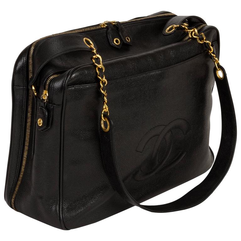 Chanel 1990's Black Caviar Leather Computer Bag at 1stDibs chanel