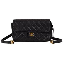 Vintage Chanel Quilted Black Lambskin Backpack Bag
