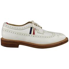 THOM BROWNE Size 13.5 White Leather Lace Up