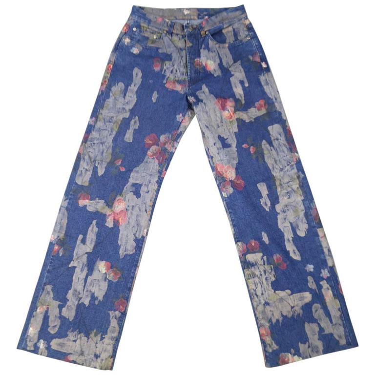 GUCCI Size 30 Floral Painted Medium Wash Jeans 2001 at 1stDibs | gucci  floral painted jeans, gucci painted jeans, gucci floral hand painted denim