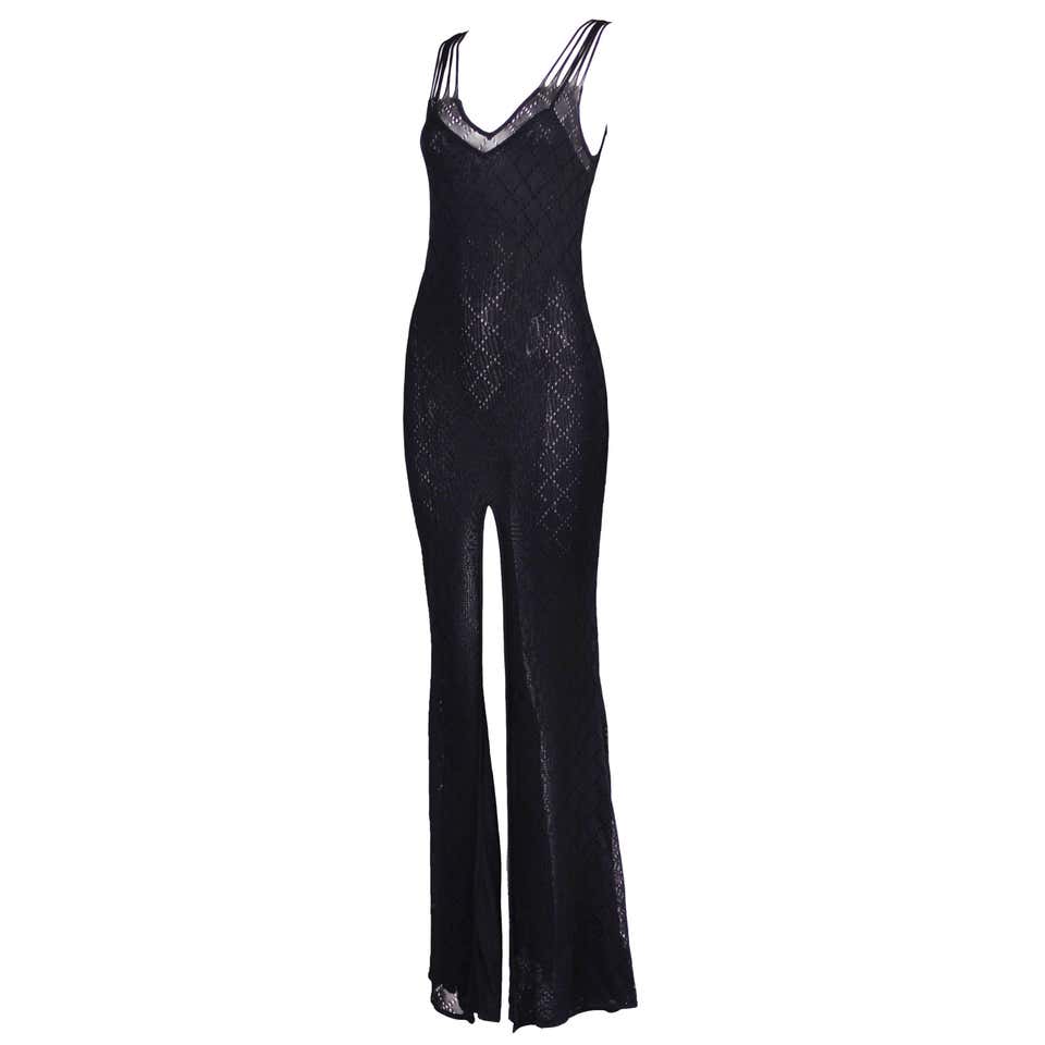 Christian Dior Sleeveless Black Bodycon Evening Gown w/Dramatic Frontal ...