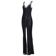 Christian Dior Sleeveless Black Bodycon Evening Gown w/Dramatic Frontal Slit 9
