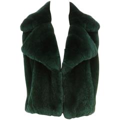 Roberto Cavalli Emerald Green Sleeveless Fur Vest (Size 40)