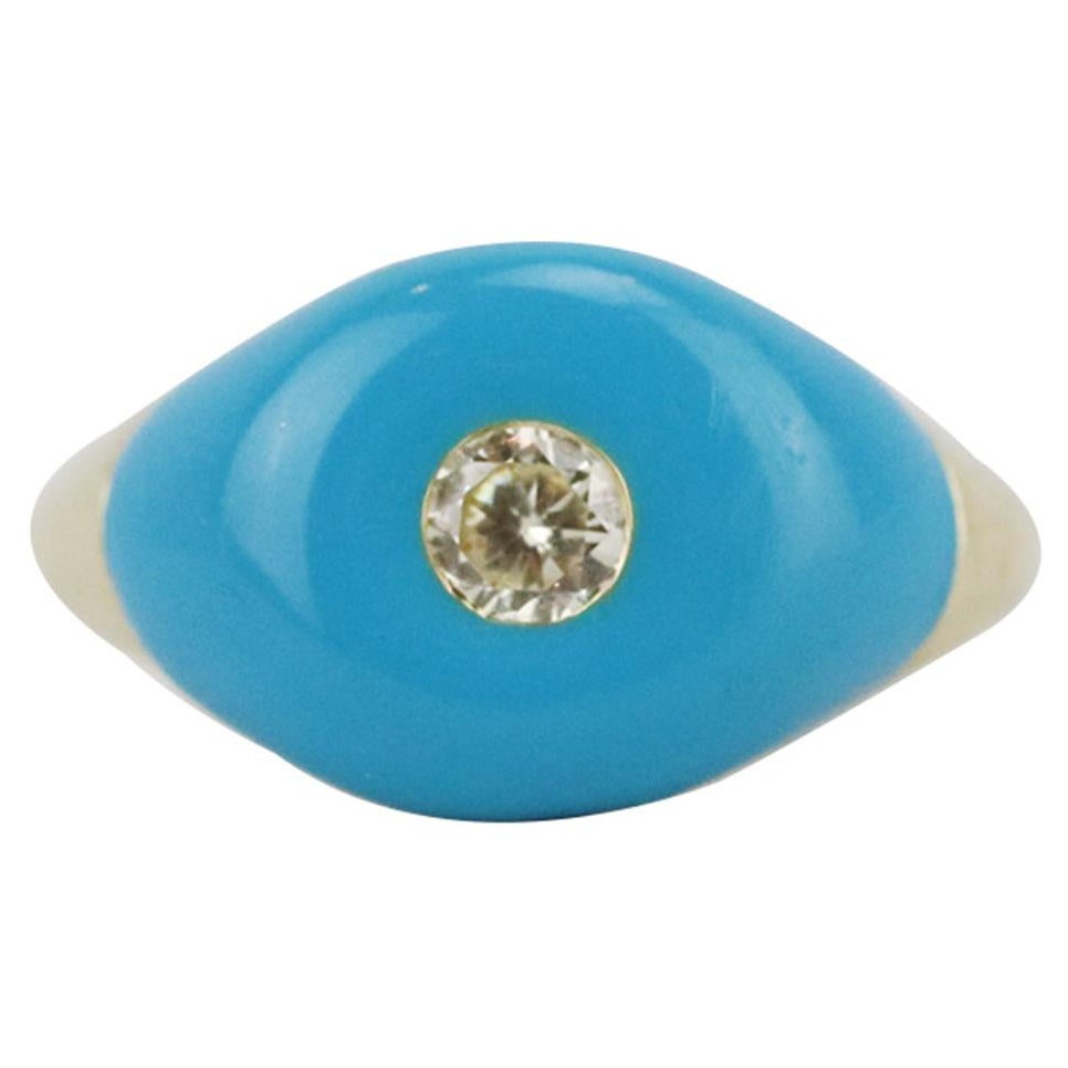 Charms Company Les Bonbons 14-karat Gold Enamel And Quartz Ring in Blue Womens Jewellery Rings 