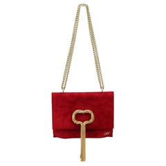 Roger Vivier Club Chain Embellished Suede Shoulder Bag 