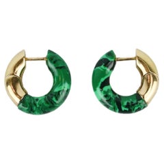 Bottega Veneta 18K Gold Plated Agate Hoop Earrings