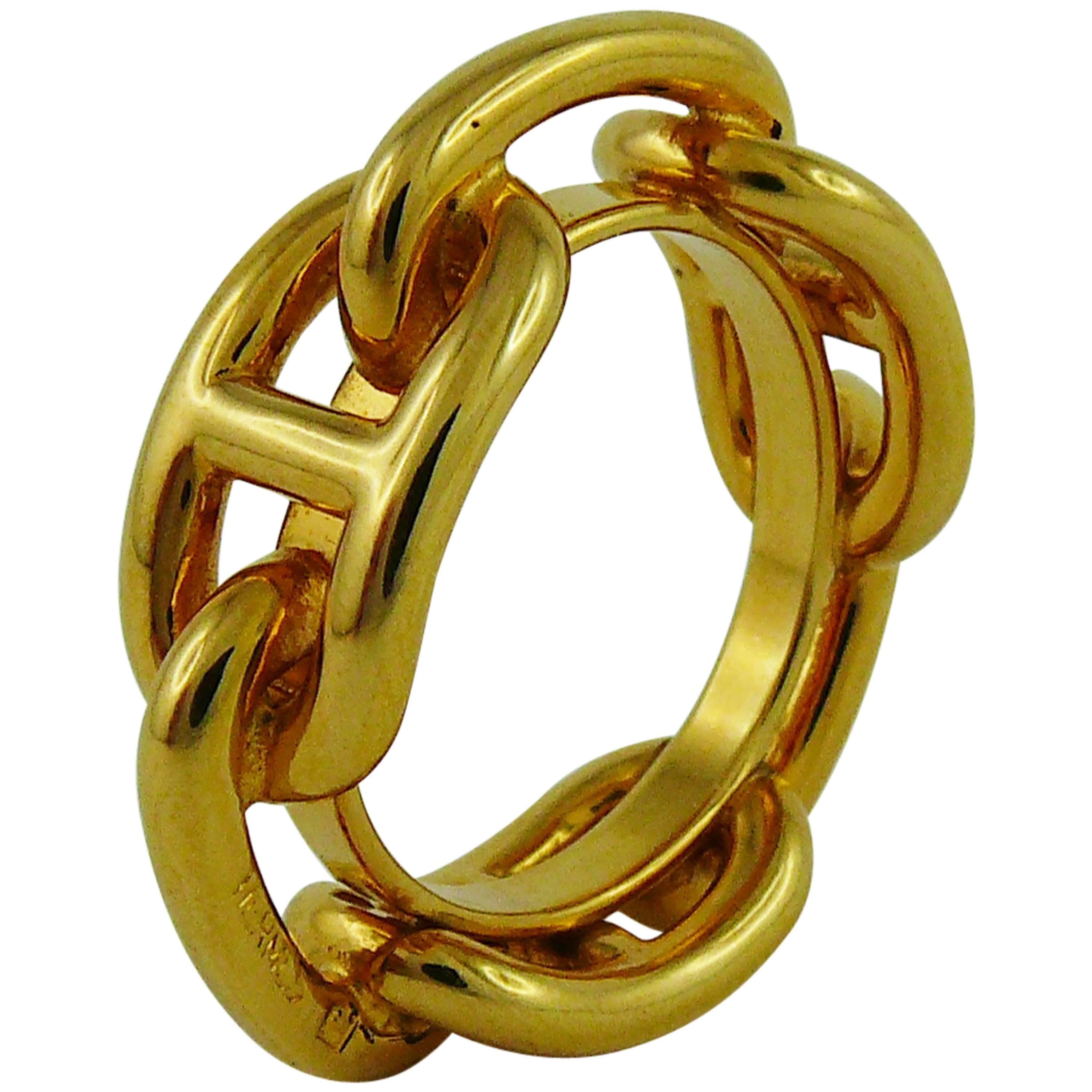 Hermes Gold Toned Chaine d'Ancre Scarf Ring