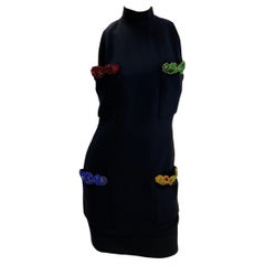 Versace Atelier - Robe de cocktail noire ornée de cristaux, vintage, 1991