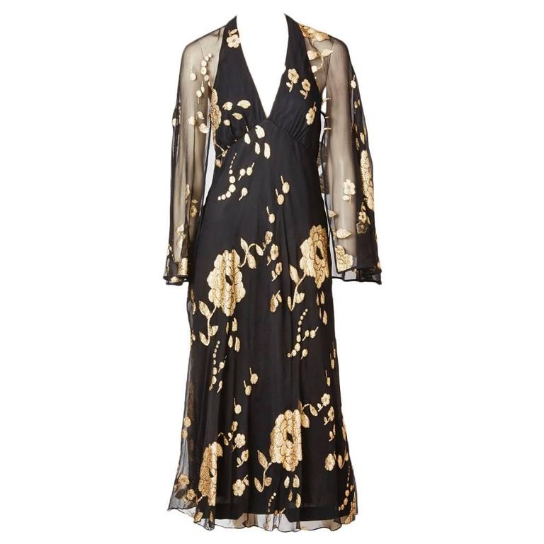 1960s Possible Christian Dior Gold Lame Back & Front Plunge Dress