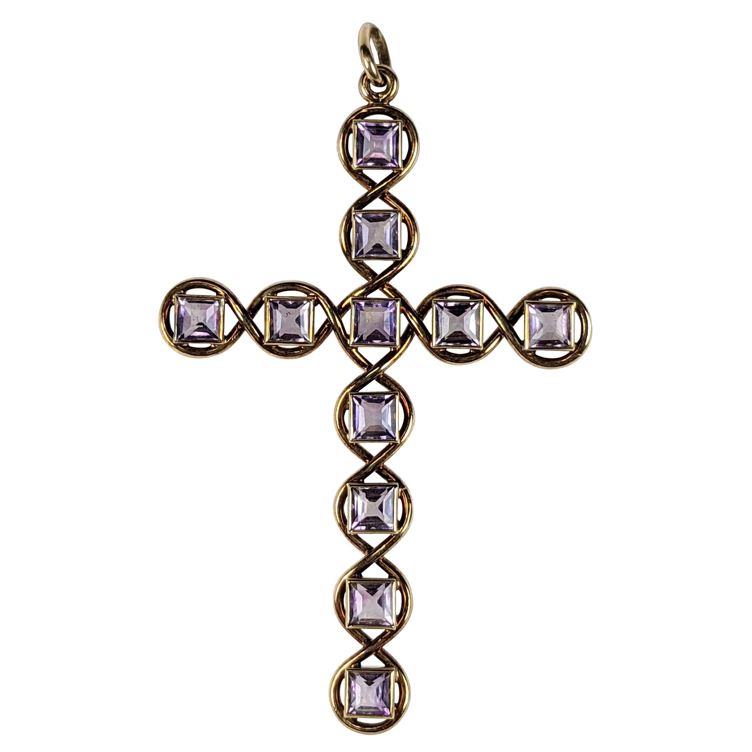 Art Nouveau Gold Cross  For Sale