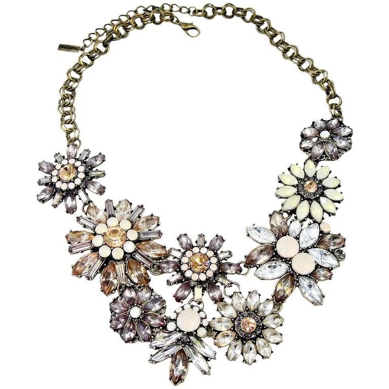 BaubleBar Pink and White Rhinestone Necklace at 1stDibs