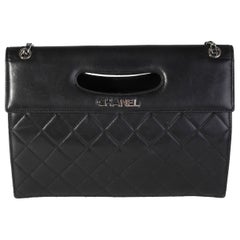 Chanel Black Quilted Lambskin Cut-Out Frame Clutch With Chain
