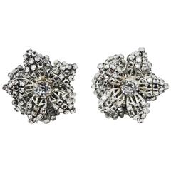 Vintage Miriam Haskell Floral Crystal Earrings 3
