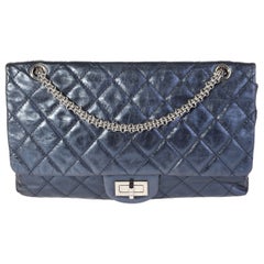 Chanel Metallic Blue Quilted Aged Calfskin Reissue 2.55 227 Double Flap Bag
