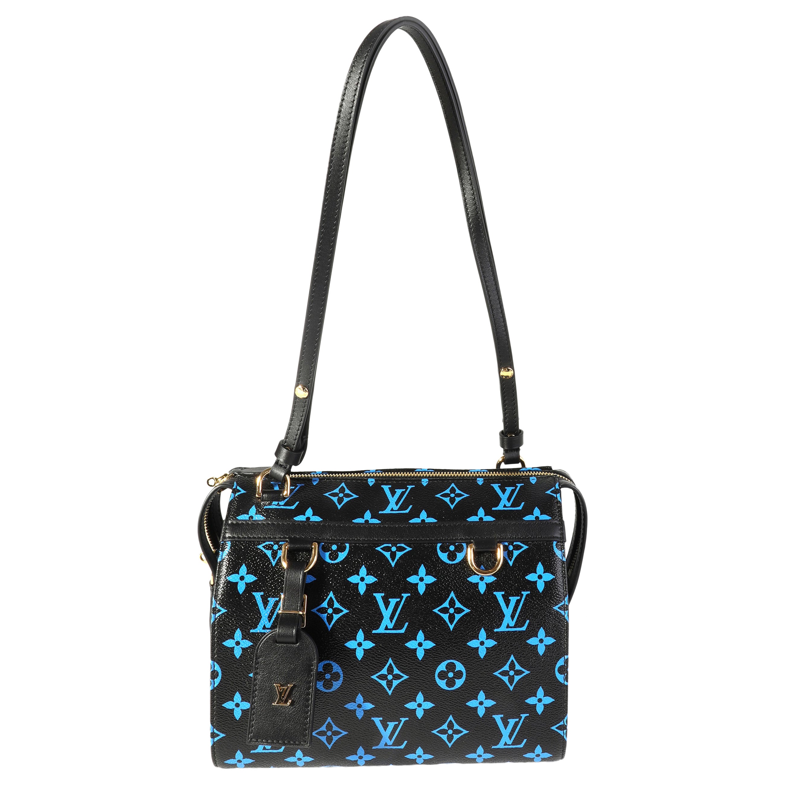 Louis Vuitton Black and Blue Monogram Canvas and Navy Leather Amazon Speedy  PM For Sale at 1stDibs