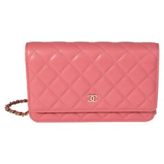 Chanel Pink Quilted Caviar Wallet on Chain