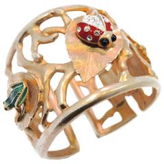 Kenneth Jay Lane Butterfly & Frog Cuff Bracelet