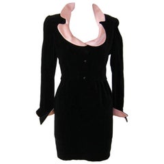 1980s Thierry Mugler Black Velvet Cocktail Dress