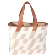 Hermès Ecru Toile & Gold Swift Cabas H En Biais 40