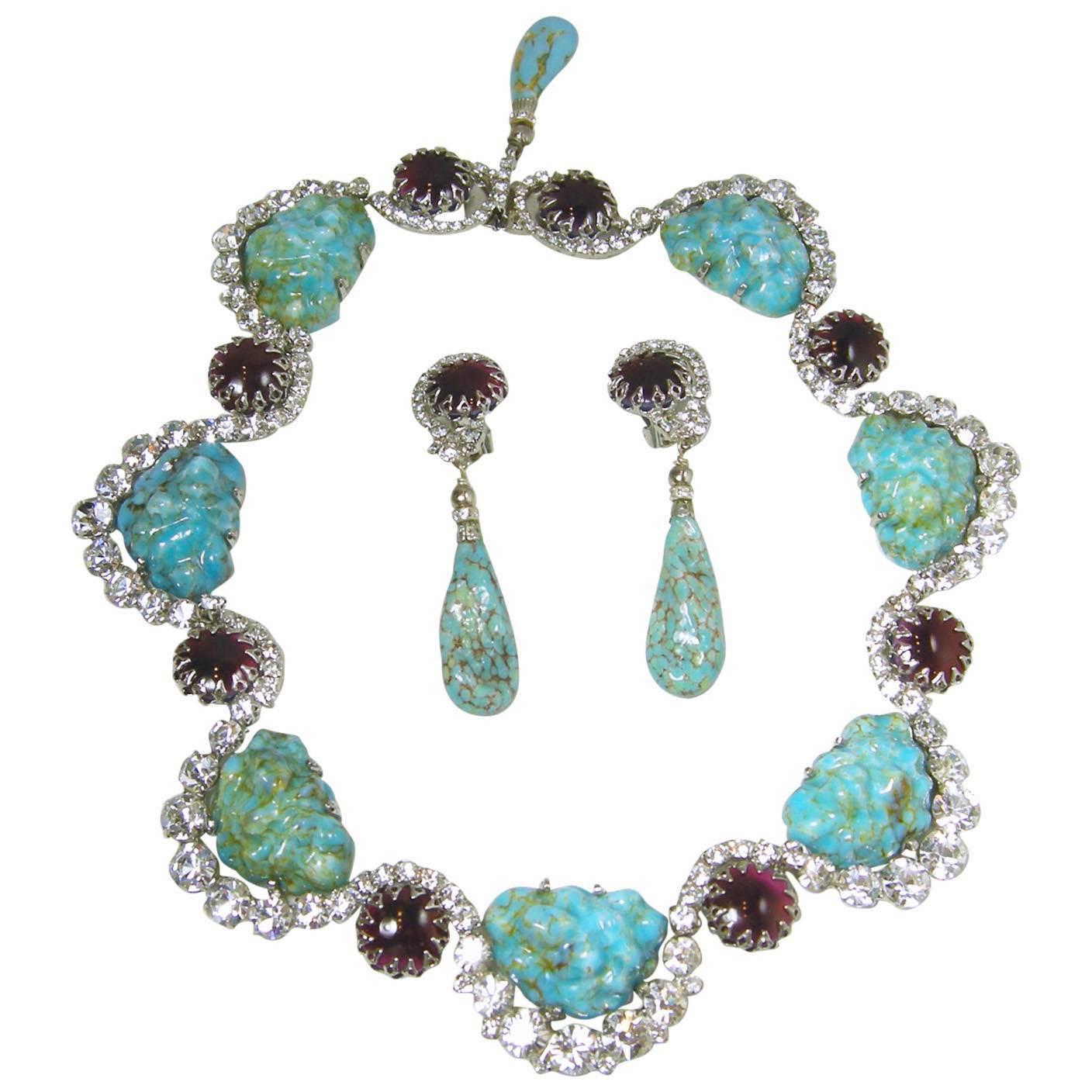 Robert Sorrell “One Of A Kind” Faux Turquoise Scallop Necklace Set