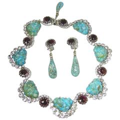 Robert Sorrell “One Of A Kind” Faux Turquoise Scallop Necklace Set 9