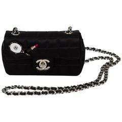 Chanel Black Silk Mini Make Up Flap Bag