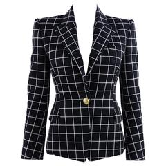 Balmain Black and White Grid Blazer Jacket