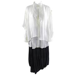 Comme des Garcons 1980’s Distressed Silk Double Blouse and Skirt
